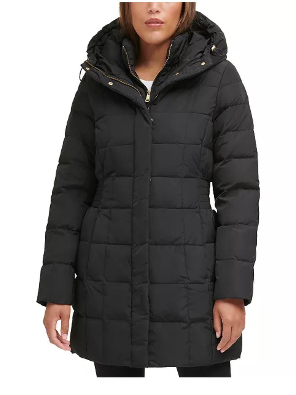 Cole Haan Signature Black Hooded Down Puffer Coat, size medium